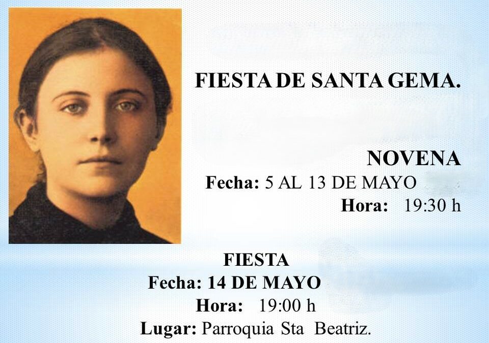 5 A 13 MAYO – NOVENA SANTA GEMA