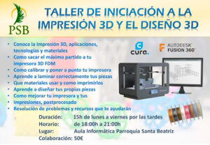 Taller Impresión 3D, Diseño 3D, Informatica